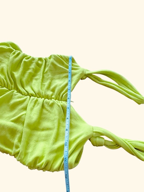 Zara Neon Lime Viral Ruched Blogger Fave Keyhole Mini Dress XS - Picture 10 of 11